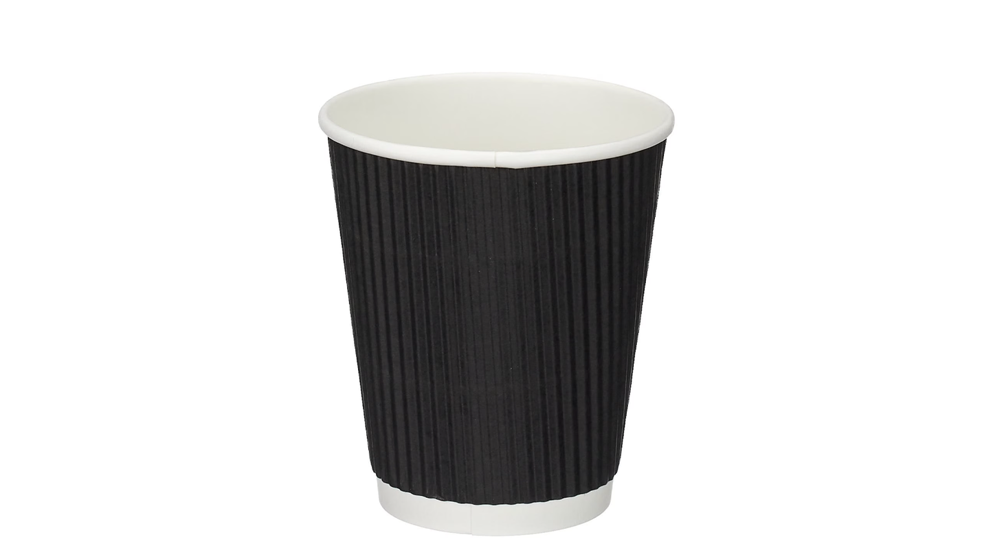 12oz Disposable Custom Coffee Ripple Wall Paper Cup (Black / Red / Brown)