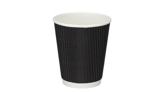 12oz Disposable Custom Coffee Ripple Wall Paper Cup (Black / Red / Brown)