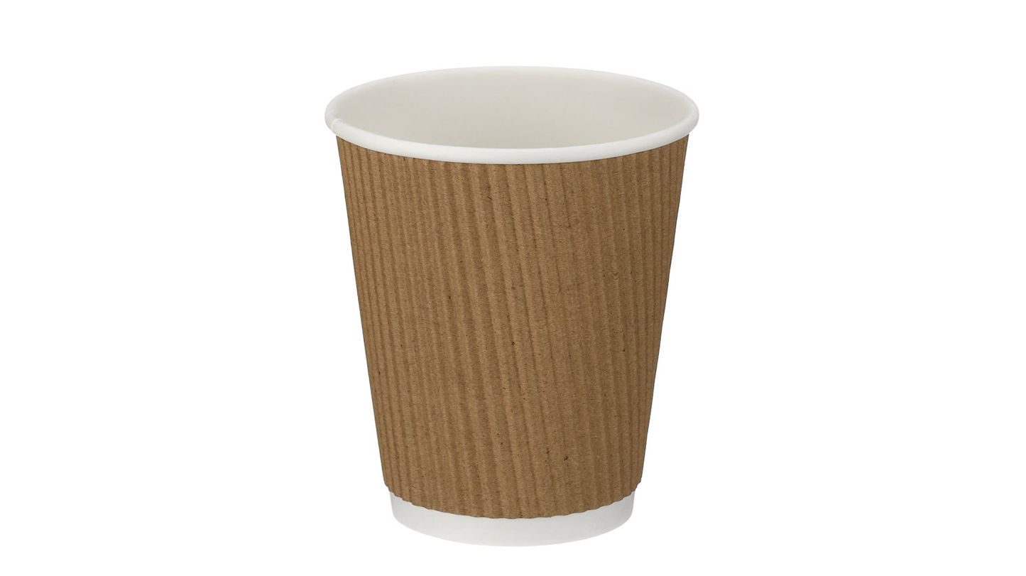 12oz Disposable Custom Coffee Ripple Wall Paper Cup (Black / Red / Brown)