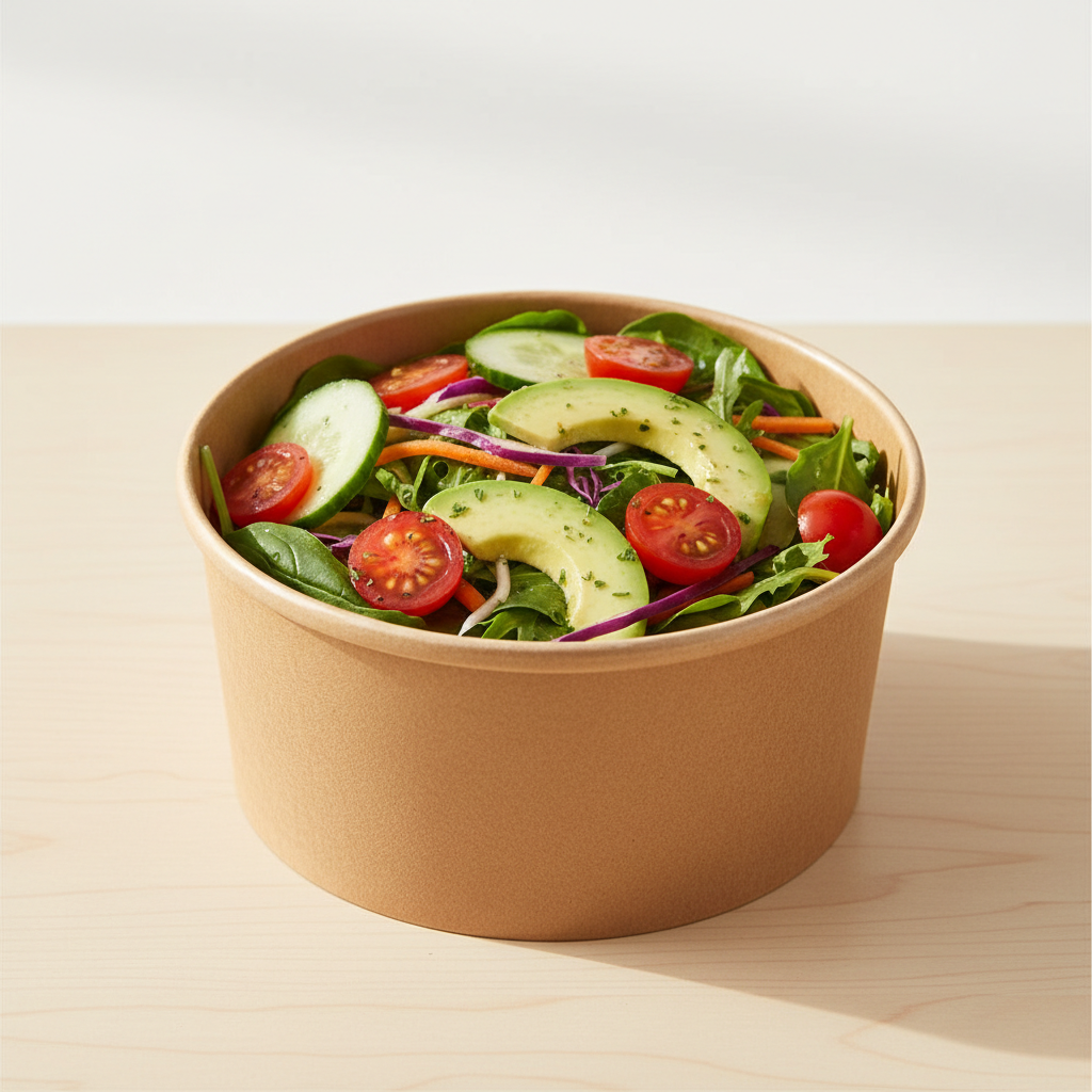750ml Kraft Paper Bowl with fresh salad