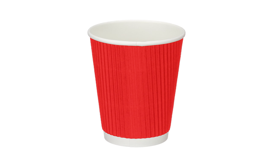12oz Disposable Custom Coffee Ripple Wall Paper Cup (Black / Red / Brown)
